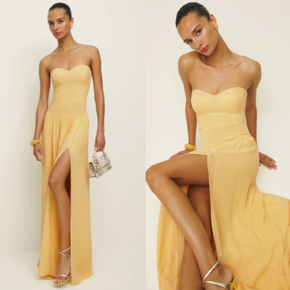 Reformation Leilani strapless yellow maxi dress Size 12 NEW! New with tags!